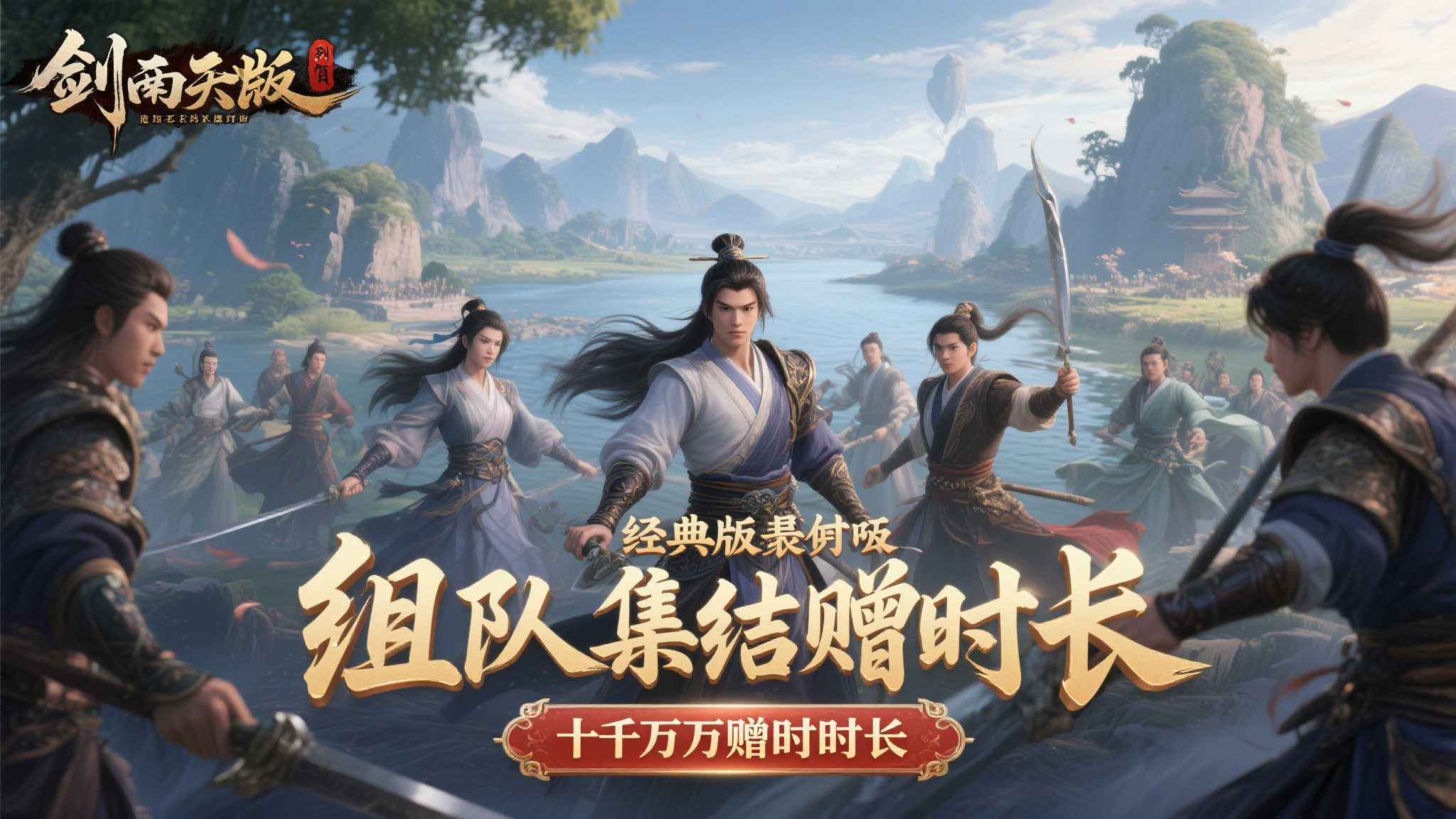 《剑网一端游》经典版侠士齐聚，组队领时长，共护江湖驱敌寇！